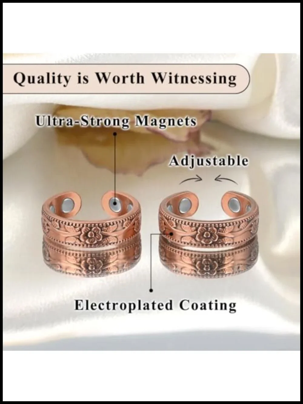 2pcs Magnetic Copper Rings with 4X Magnets Adjustable Open Circle